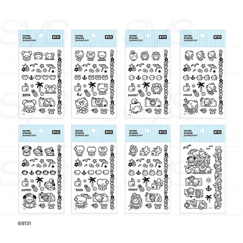 BT21 Tattoo Sticker Summer Sky Beach