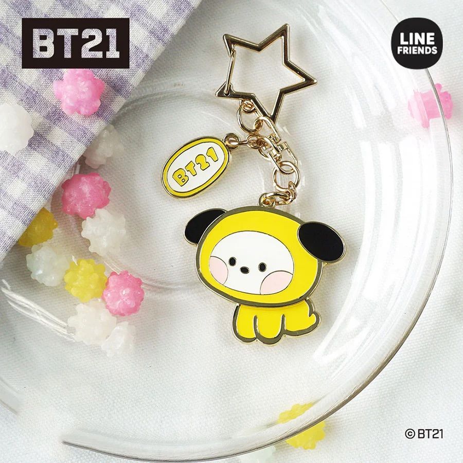 BT21 Minini Metal Yurayura Key Chain, Choose Item: Chimmy