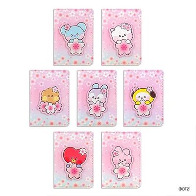 BT21 Cherry Blossom Leather Patch Card Case BT21 Cherry Blossom Leather Patch Card Case