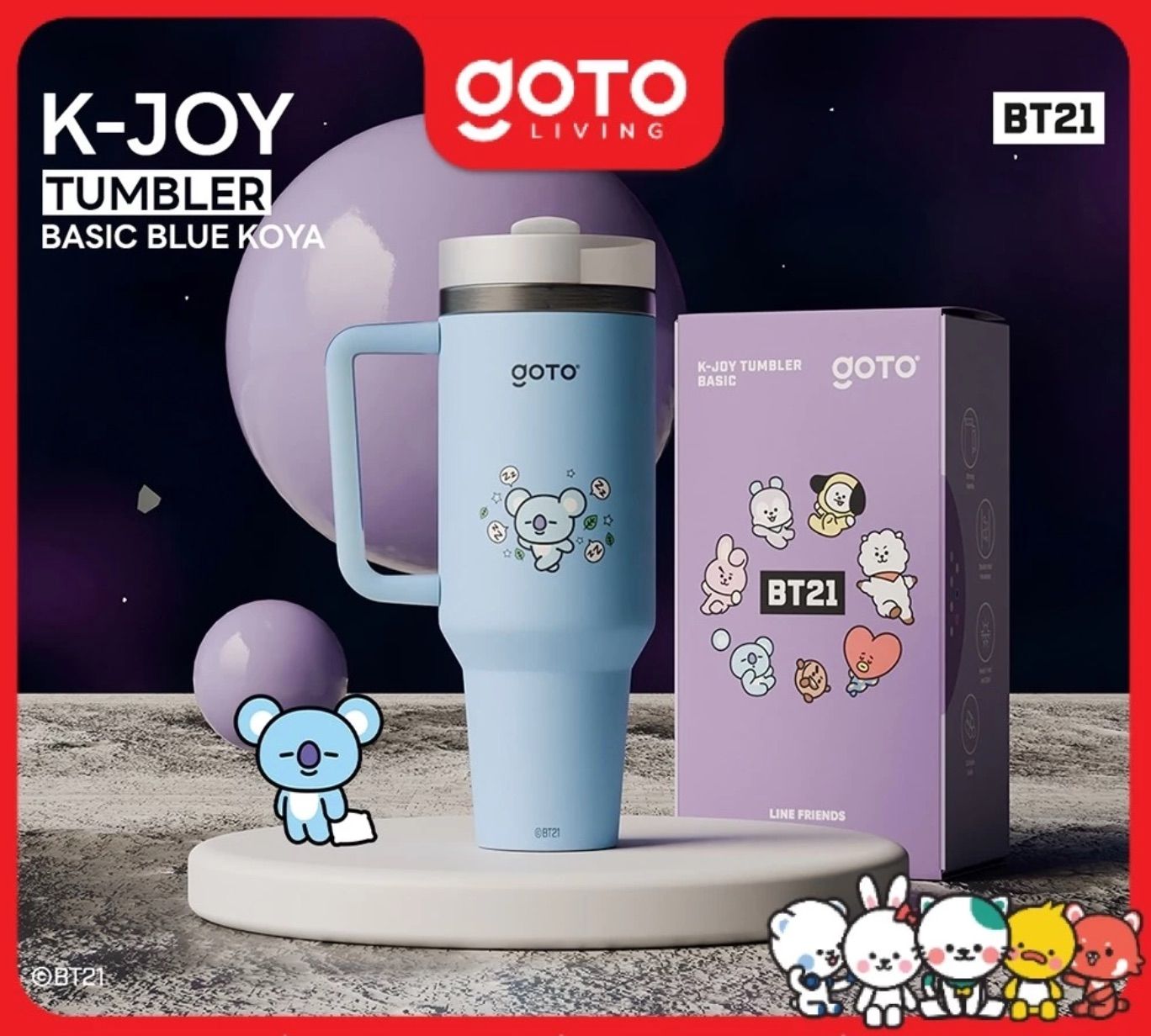 Goto K-Joy Tumbler X BT21 Tumbler, Choose Item: BLUE KOYA