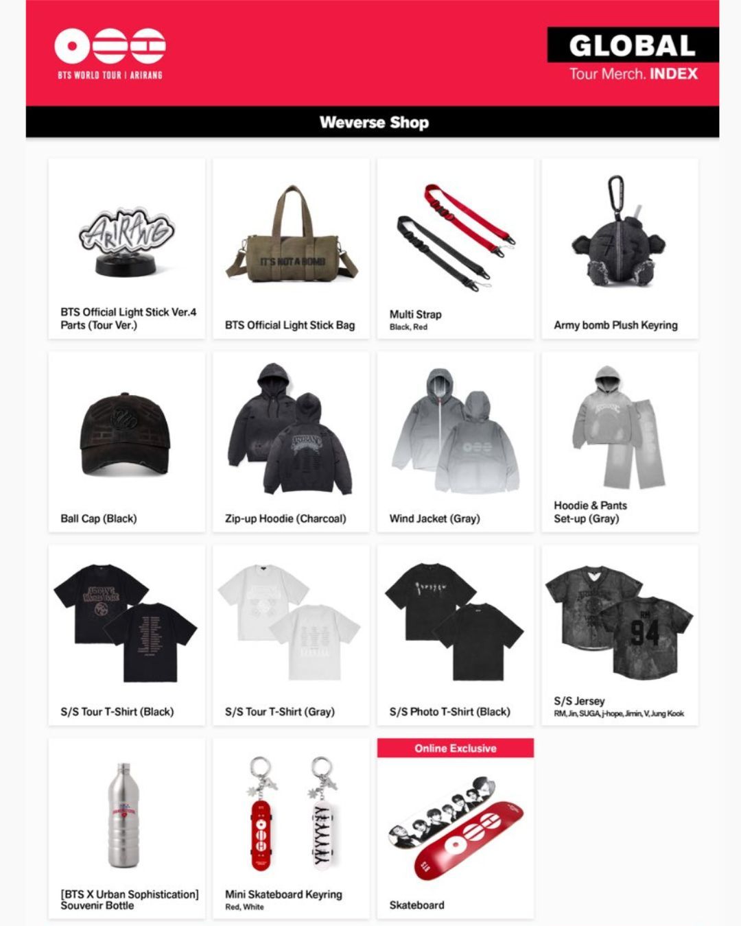 BTS WORLD TOUR ‘ARIRANG’ Official Merch