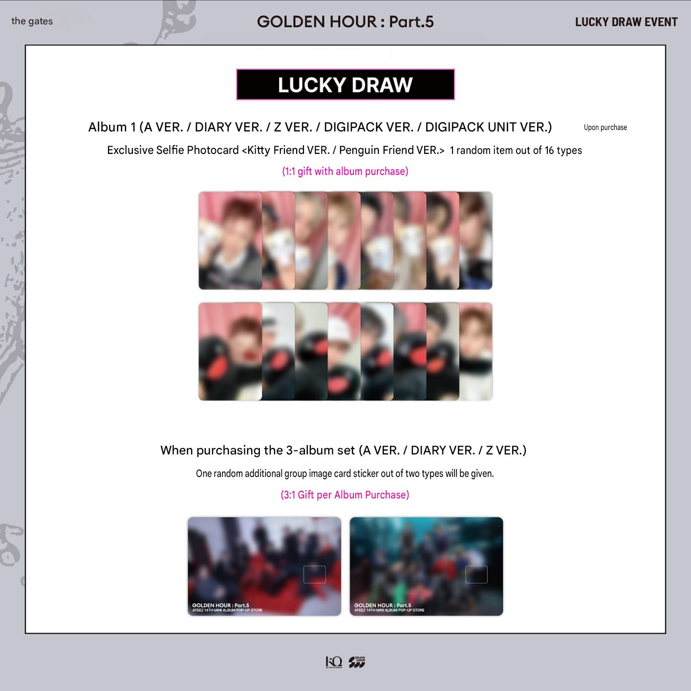 LUCKY DRAW EVENT - ATEEZ 14th Mini Album [GOLDEN HOUR : Part.5], Choose Item: POB ONLY, Choose Album: ATEEZ - [GOLDEN HOUR : Part.5] (SET)