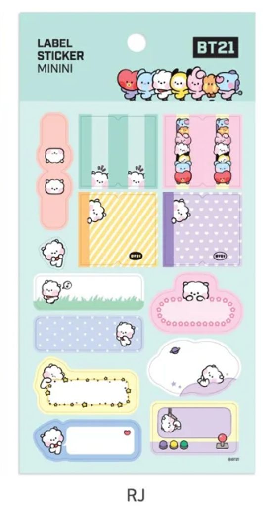 BT21 Label Sticker Minini BT21 Label Sticker Minini, Choose Item: RJ