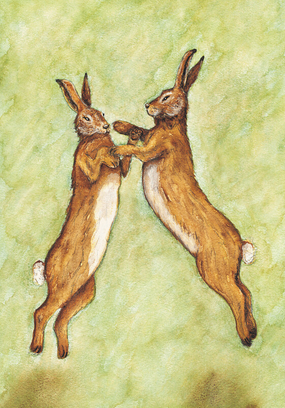 'Boxing Hares' ORIGINAL PAINTING