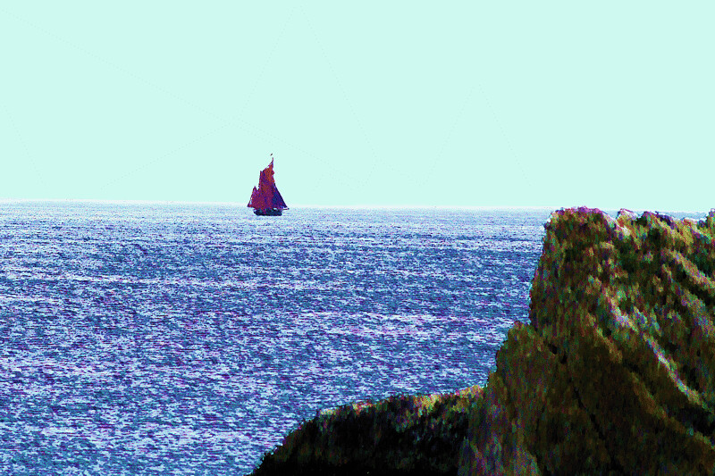 Red Sails on the Horizon, Torbay ORIGINAL PHOTOGRAPH & DIGITAL PAINTING