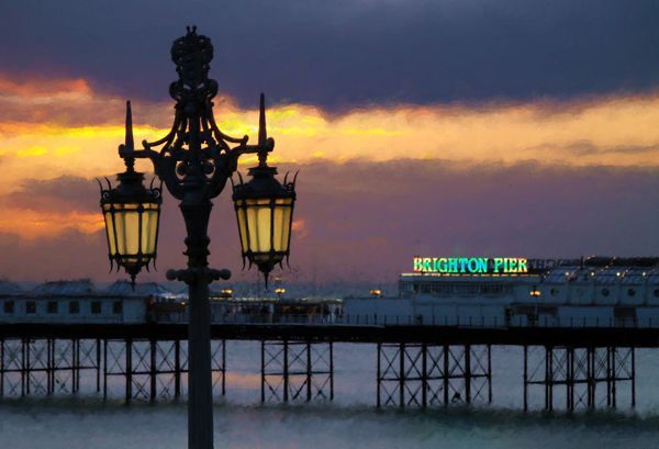 'At the end of the day' Brighton Pier, Kemptown, Sussex Coast ORIGINAL PHOTOGRAPH & DIGITAL PAINTING