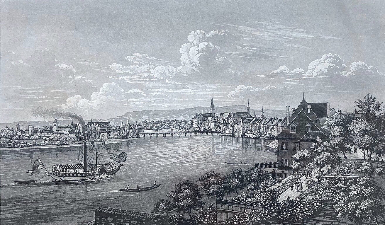 Basel, Ankuft des ersten Dampfschiffes
