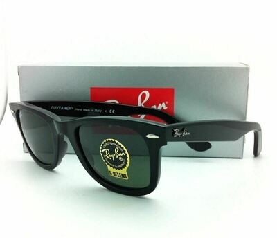 Sunglasses RB 2140 901 54-18 WAYFARER Classic Black Frames with Green Lenses