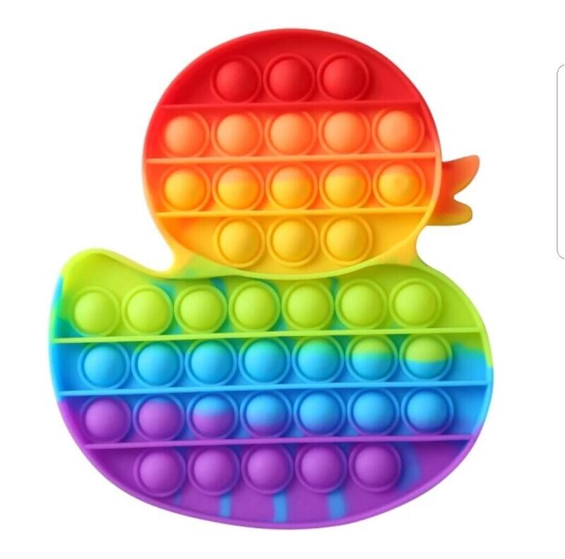 Duck Bubble Toy Rainbow Push Bubble Fidget Toys Sensory Toys Kid Adult Autism Stress Reliever Squeeze Soft Squishy Toy