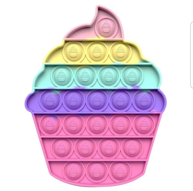 Cupcake Bubble Toy Rainbow Push Bubble Fidget Toys Sensory Toys Kid Adult Autism Stress Reliever Squeeze Soft Squishy Toy