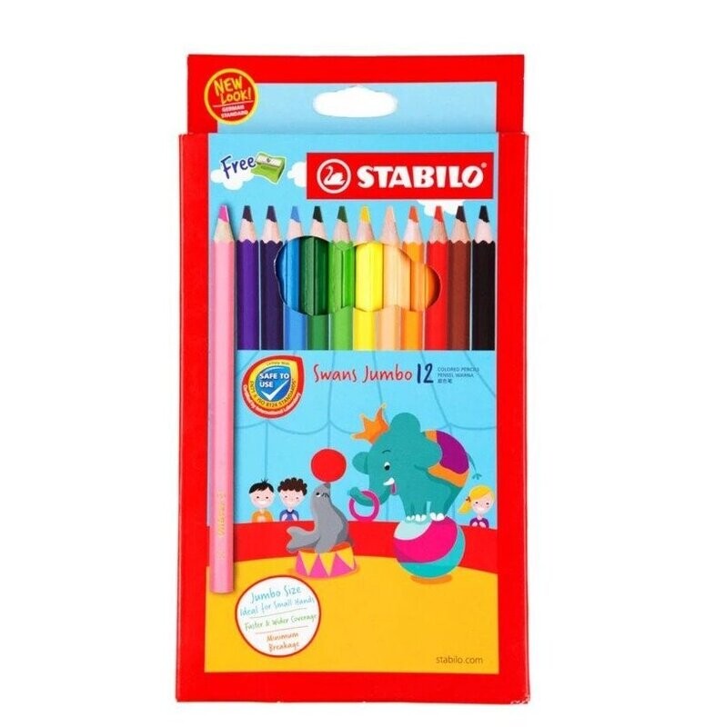 Stabilo Swans - S996 Jumbo Coloured Pencils 12pcs (Full Length)