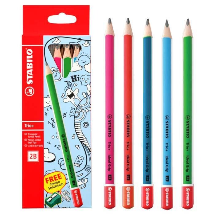 Stabilo Swans - Jumbo Full Length 2B Pencil With Sharpener (Box Of 6)