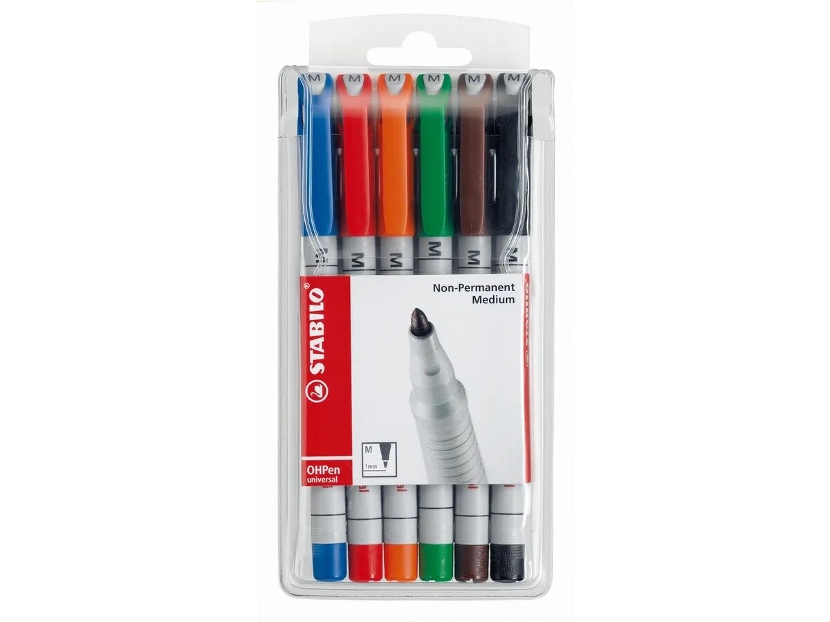 Stabilo - OHPen 853 Universal Non-Permanent Pen Medium (6 Per Packs)