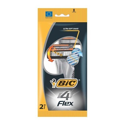 BIC 4 Blade Flex Comfort Pouch 2&#39;S