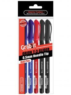 Grabbit - Orion T3 Glider Ball Pen 0.5, Color: Black x 2 Blue x 2 Red x 1