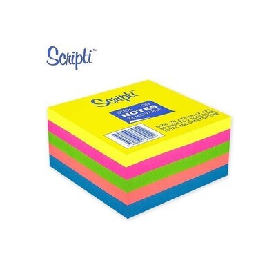 ​Scripti - Removable Stick-On Notes 5 Neon Colour Cube 400s (3&quot;x3&quot;)