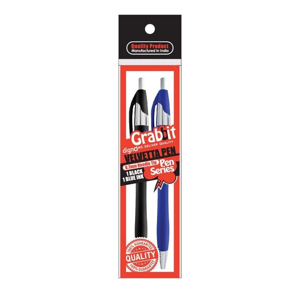 Grabbit - Digno Velvetta Ball Pen (Black x 1 + Blue x 1) 0.7mm