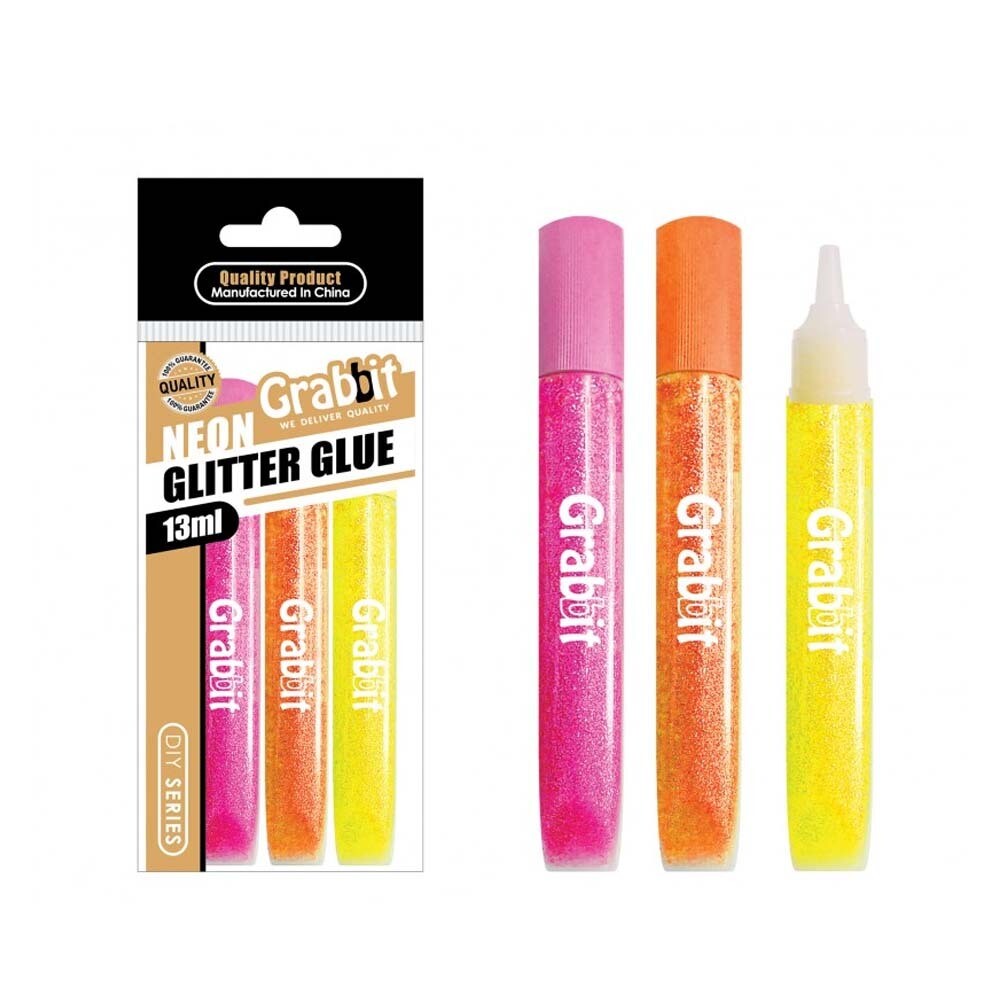 Grabbit - Neon Glitter Glue 13ml x 3pcs