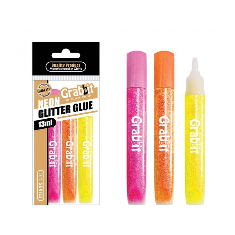 Grabbit - Neon Glitter Glue 13ml x 3pcs