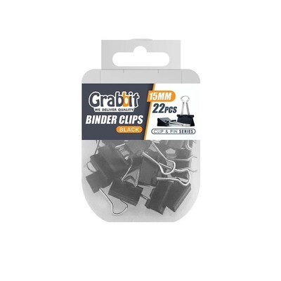 Grabbit - Binder Clips 15mm Black (22pcs)