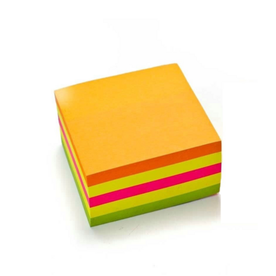Scripti - Removeable Stick-On Notes 5 Neon Colour Cube 400&#39;s (2&quot;x2&quot;)