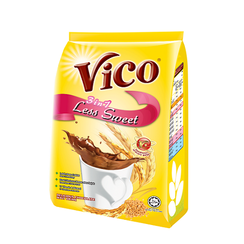 Vico - 3 in 1 Chocolate Malt Drink, Flavor: Vico 3-In-1 Less Sweet 15s x 32g
