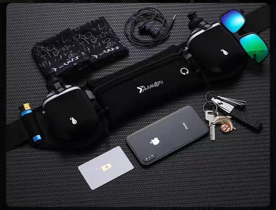 Black Color Waist Belt with 2 x 175ml Water Bottle