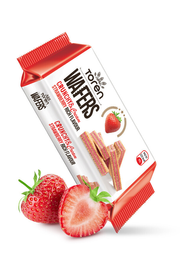 Toren Wafers - Crunchy &amp; Creamy Strawberry Rich Flavour 55g