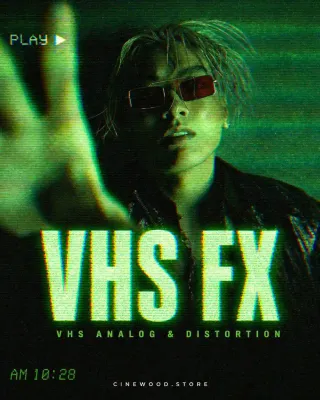 VHS glitch distortion overlay pack for video editors | analog VHS effects | Cinewood.store