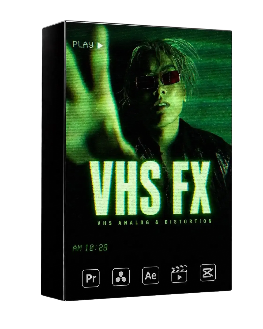 VHS glitch distortion overlay pack for video editors | analog VHS effects | Cinewood.store