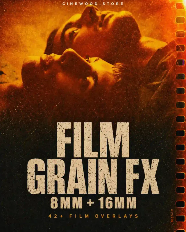 8mm 16mm film grain overlay pack for video editors | authentic film grain texture | Cinewood
