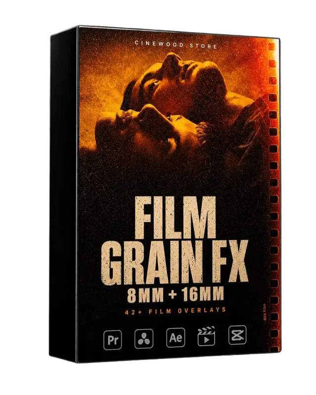 8mm 16mm film grain overlay pack for video editors | authentic film grain texture | Cinewood