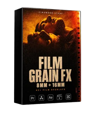 8mm 16mm film grain overlay pack for video editors | authentic film grain texture | Cinewood