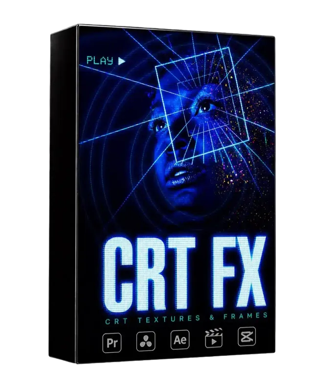 CRT FX Pack — 290 Plus 4K Analog CRT Textures Frames Glitches and Overlays for Premiere After Effects Final Cut DaVinci