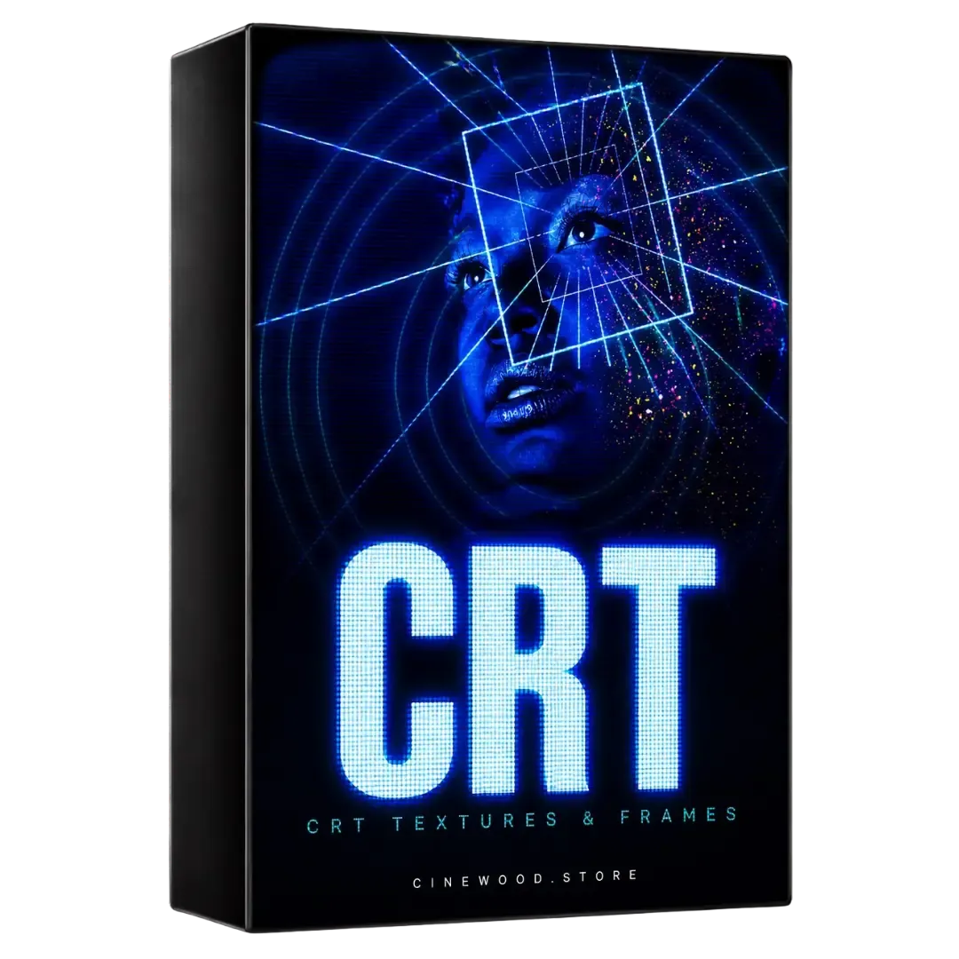 CRT screen overlay pack — retro TV texture, cathode ray tube effects and vintage monitor frames for cinematic video editing