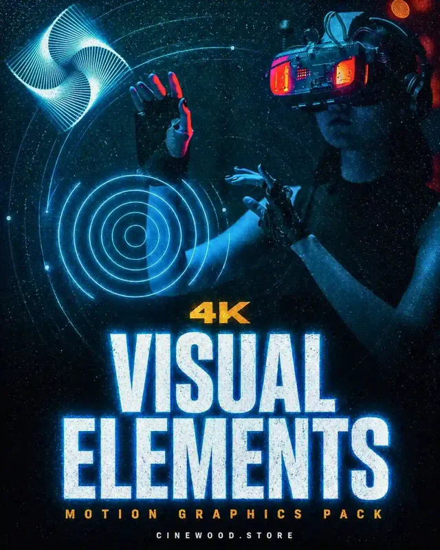 4K motion graphics visual elements pack | cinematic overlays for video editors | Cinewood.store