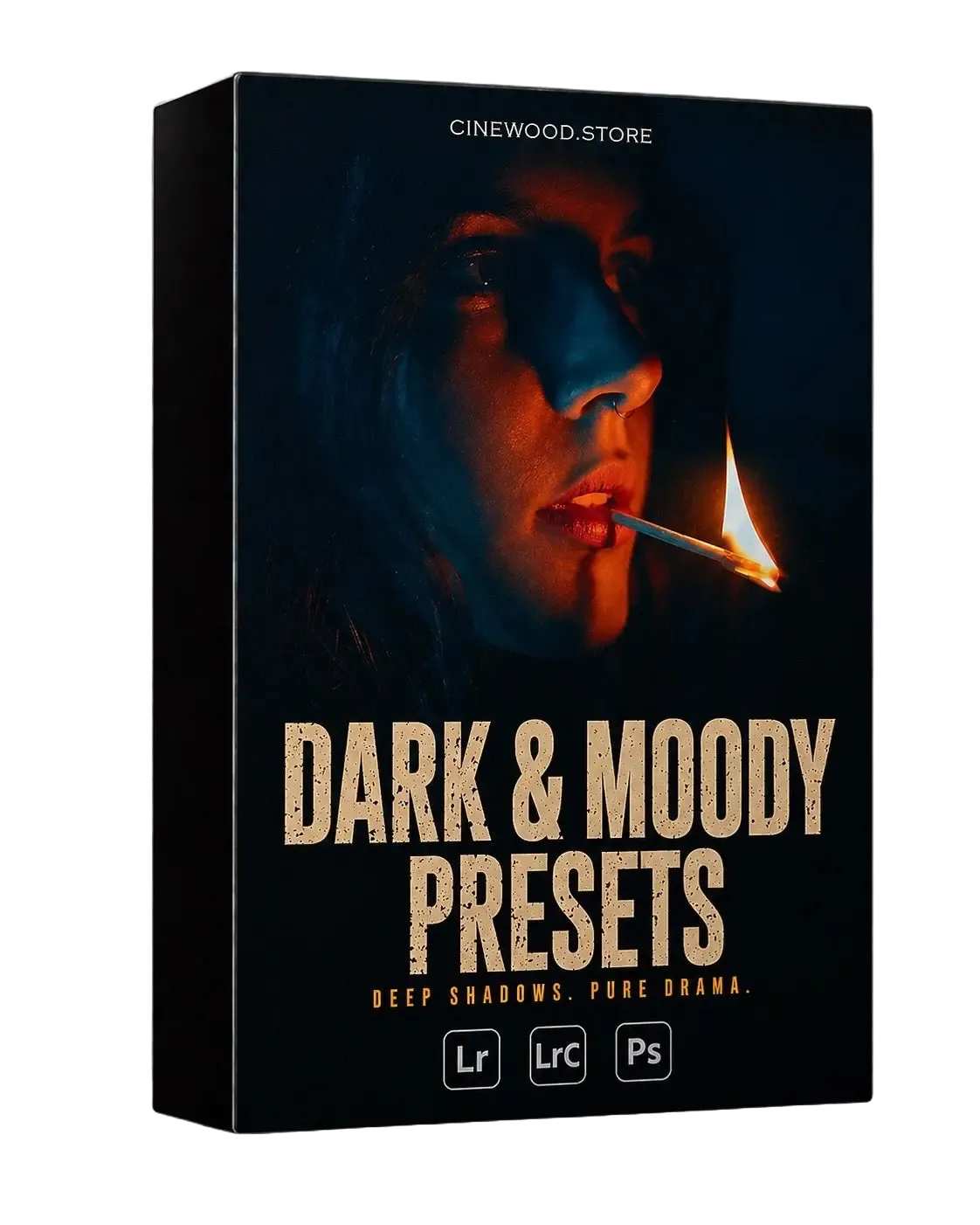 Dark moody Lightroom presets | cinematic shadow tones for photographers | Cinewood.store