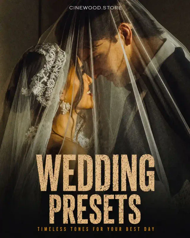 Wedding Lightroom presets for photographers | soft romantic cinematic edits | Cinewood.store
