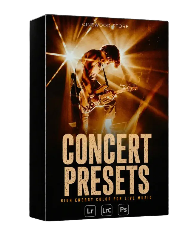 Concert photography Lightroom presets | high energy live music photo editing | Cinewood.store