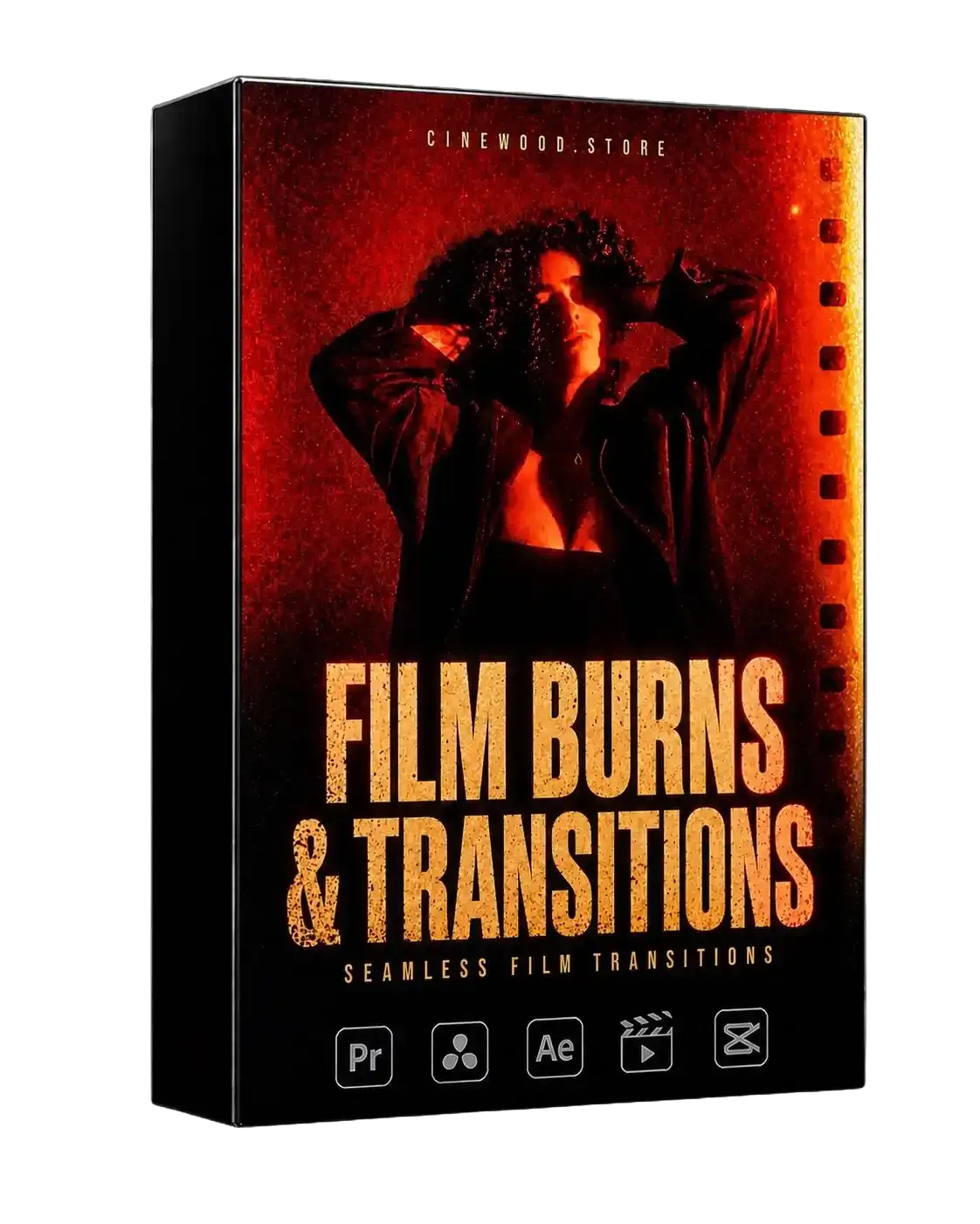 Film burn transition overlays for Premiere DaVinci | seamless burn effects pack | Cinewood.store