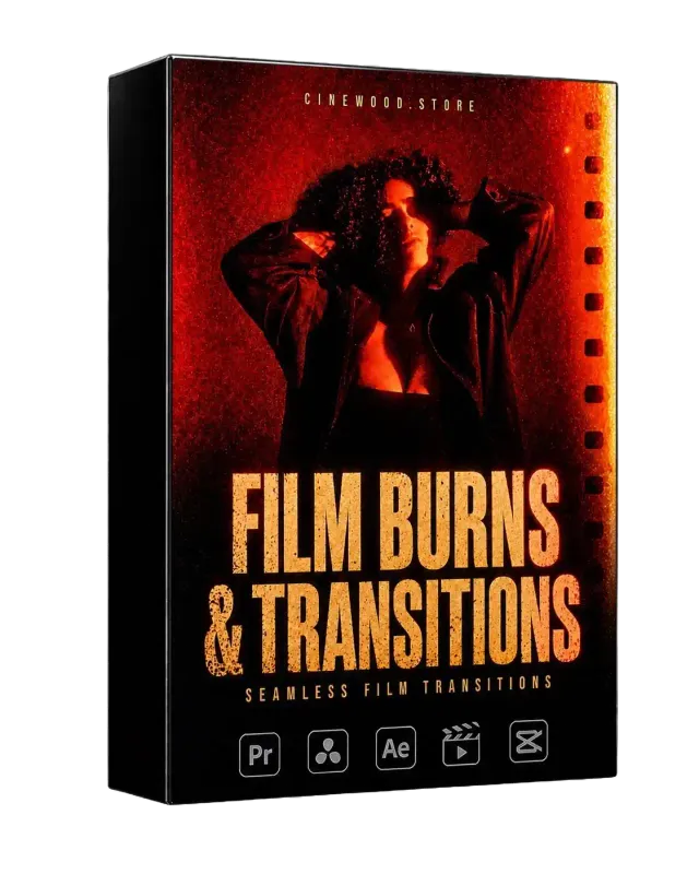 Film burn transition overlays for Premiere DaVinci | seamless burn effects pack | Cinewood.store