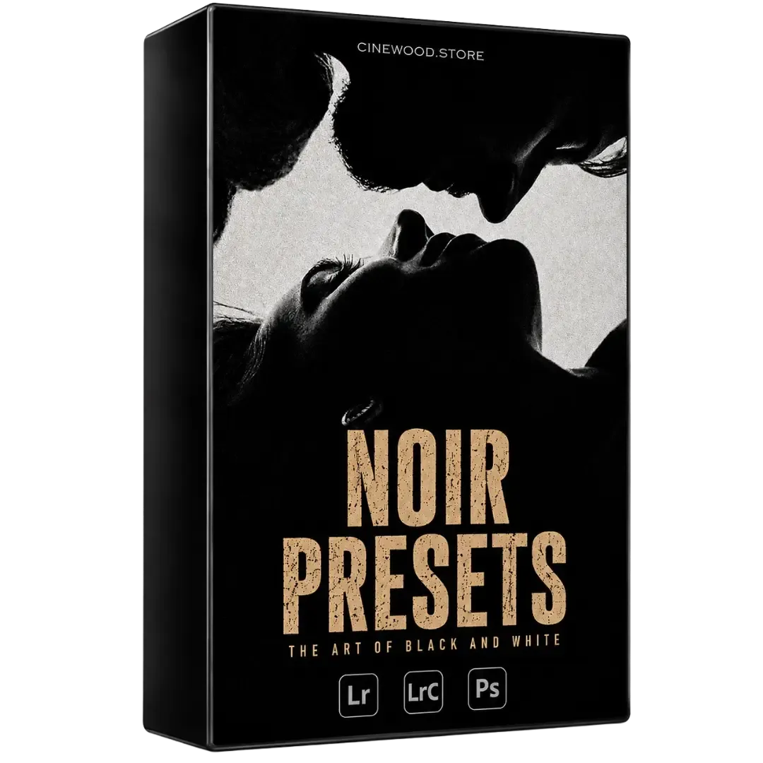 Cinewood Noir Presets — black and white cinematic Lightroom presets for photographers