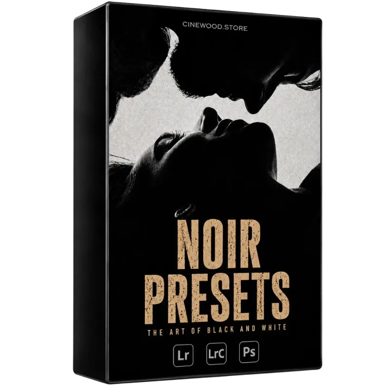 Cinewood Noir Presets — black and white cinematic Lightroom presets for photographers