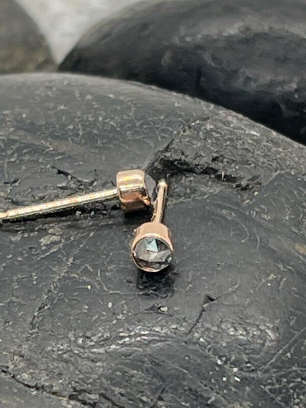 Diamond Round Bezel Earrings Rose Gold