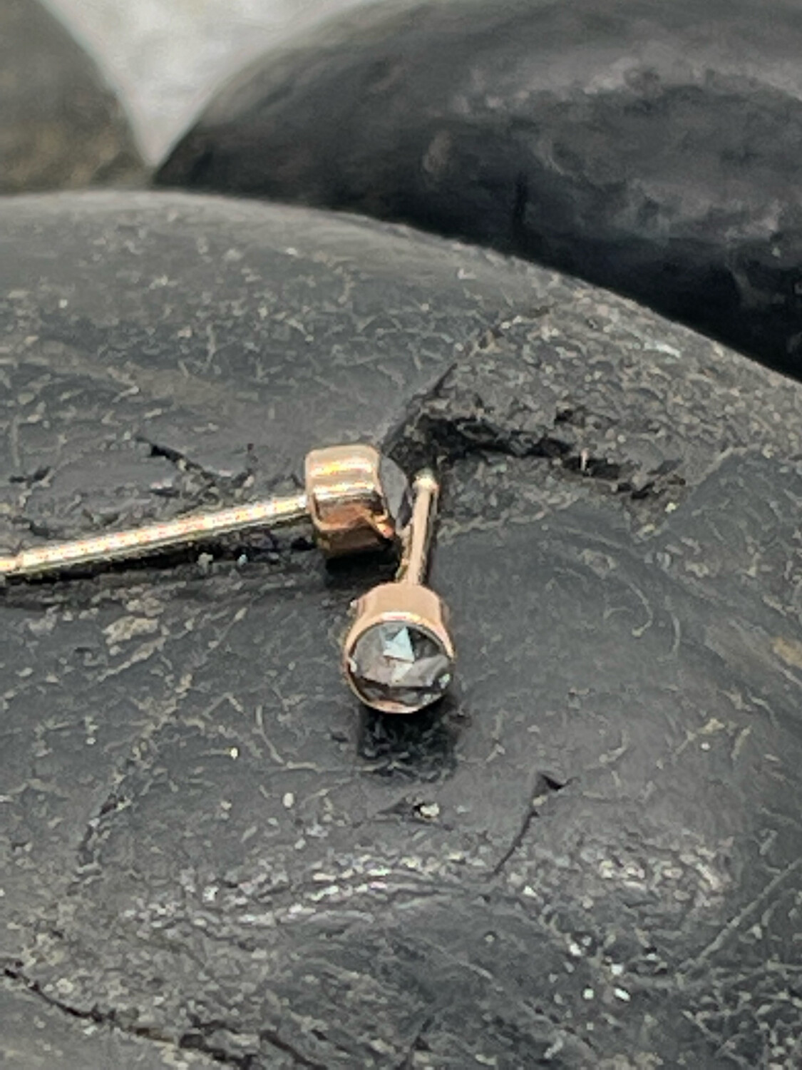 Diamond Round Bezel Earrings Rose Gold