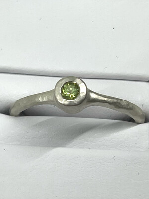 Hammered Silver And Peridot Bezel Stack Ring