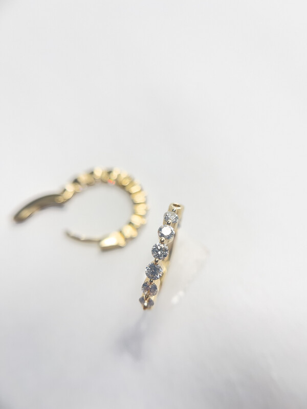 14k Yellow Gold Inside Out Hoop Earrings 18b 1ctw Diamond