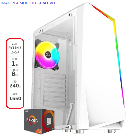 PC Gamer Armada AMD Ryzen 5 1600 AF - 8 GB - 240GB SSD - 1TB HDD - GTX 1650