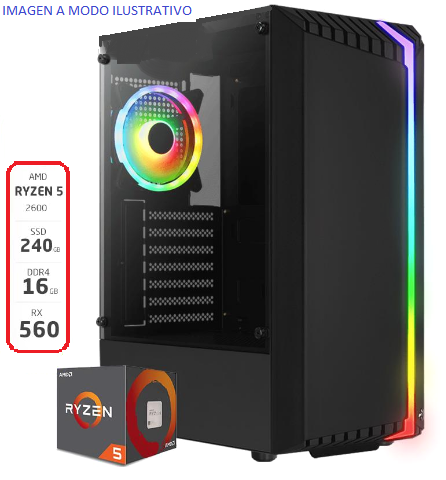 PC Gamer Armada AMD Ryzen R5 2600 - 16GB - 240GB SSD - RX 560