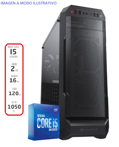 PC Gamer Armada Intel Core I5 10400 - 16GB - 120GB SSD - 2TB HDD - GTX 1050 Ti